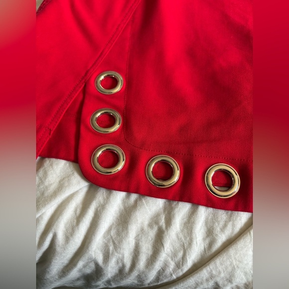 Karl Lagerfeld red plus size 16 wide strap dress silver grommet hem - Picture 6 of 10